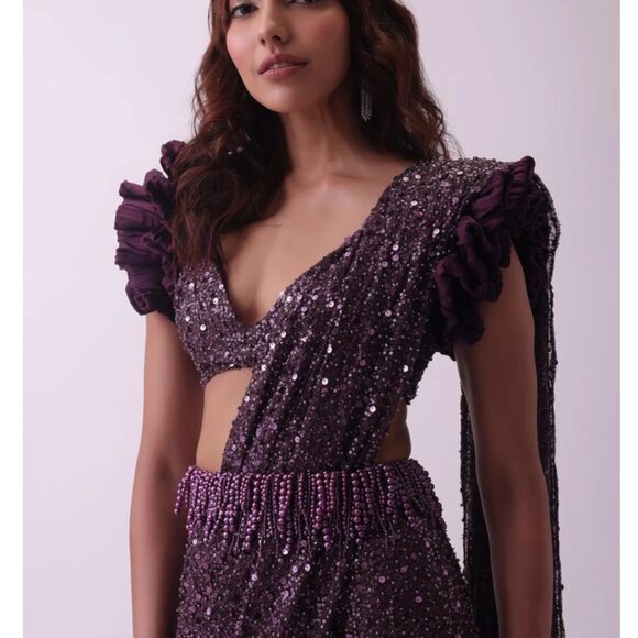 Elegant Purple Sequin Wedding Dress - Picture 3 of 6